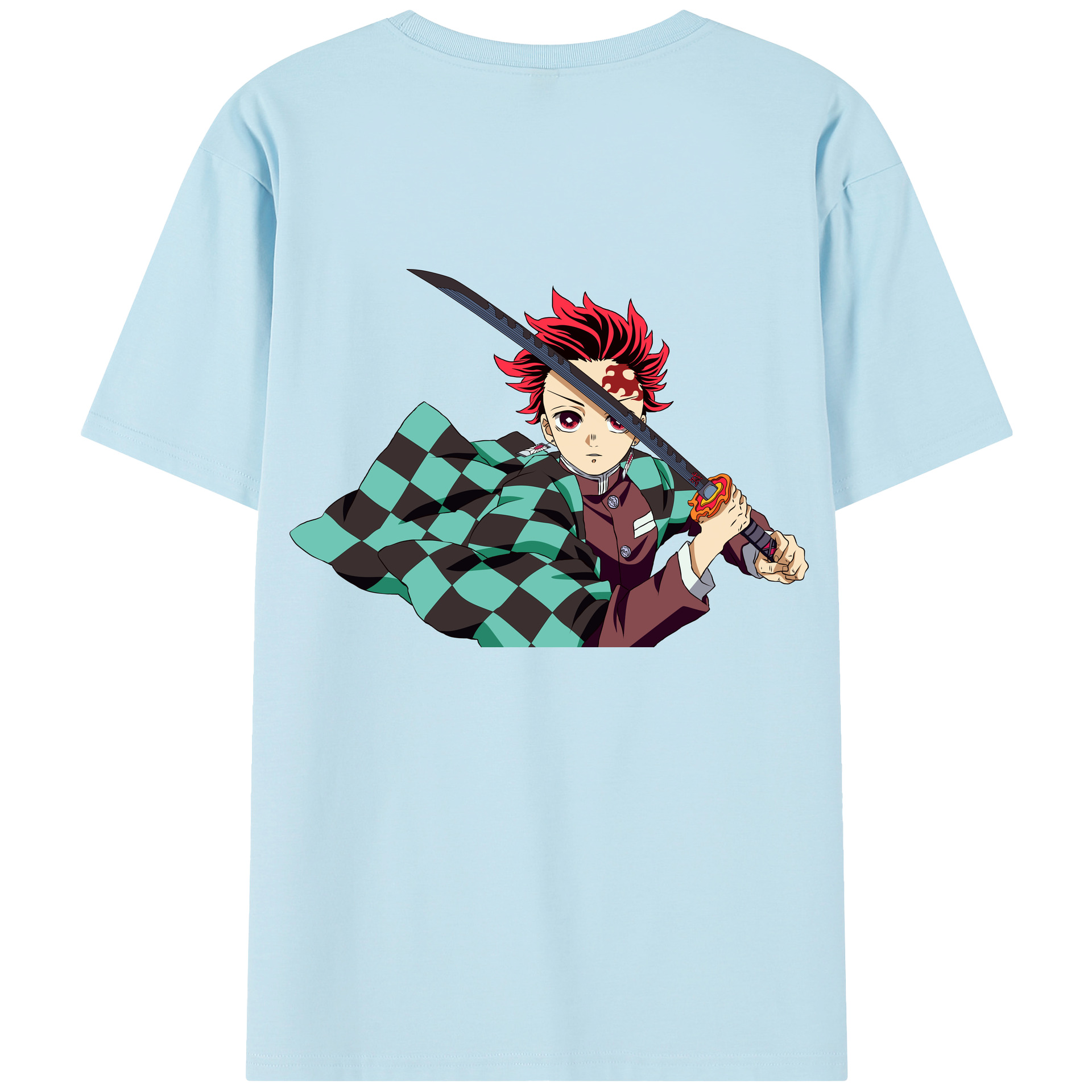 （画像用） 鬼滅の刃 竈門 炭治郎／かまど たんじろう Kamado Tanjirou 綿100％半袖Tシャツ（背面プリント）